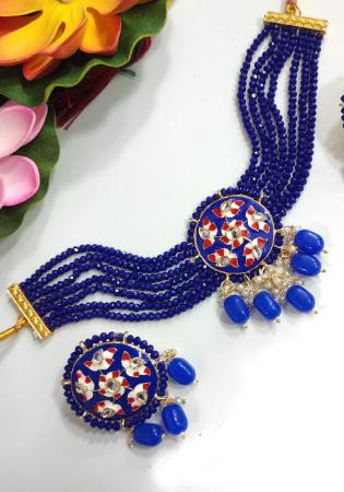 Picture of Pleasing Georgette Midnight Blue Necklace Set