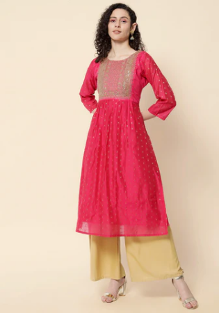 Picture of Shapely Cotton Deep Pink Kurtis & Tunic