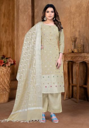 Picture of Classy Silk Tan Straight Cut Salwar Kameez