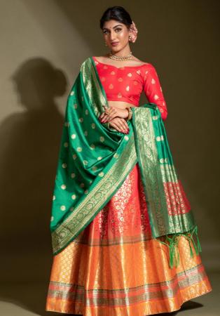 Picture of Ideal Silk Indian Red Lehenga Choli