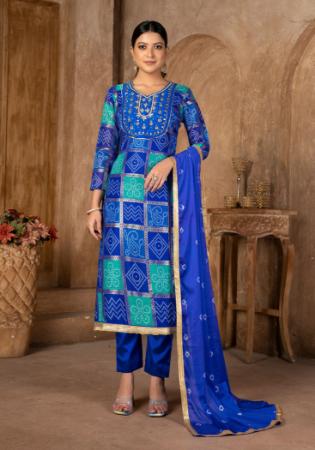 Picture of Ideal Silk Royal Blue Straight Cut Salwar Kameez