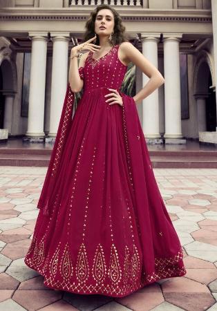 Picture of Excellent Georgette Hot Pink Party Wear Gown