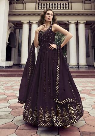 Picture of Nice Georgette Dark Magenta Party Wear Gown