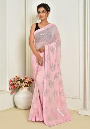 Picture of Beauteous Georgette Misty Rose Saree