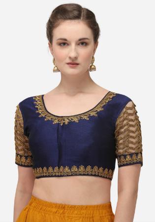 Picture of Comely Silk Navy Blue Designer Blouse