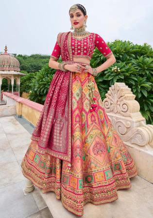 Picture of Good Looking Silk Indian Red Lehenga Choli