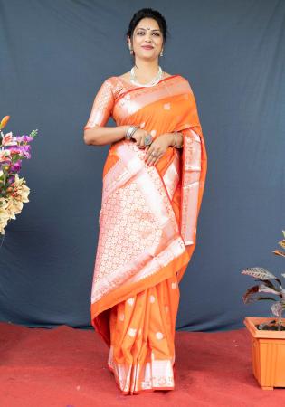 Picture of Beautiful Silk Coral Saree