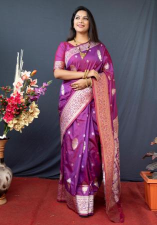 Picture of Bewitching Silk Blue Violet Saree