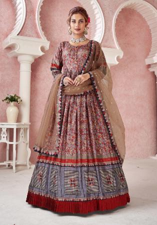 Picture of Comely Silk Brown Readymade Gown