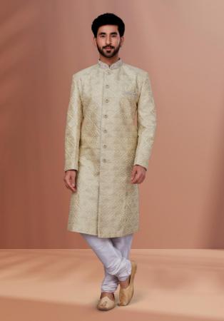 Picture of Resplendent Satin & Silk Silver Indo Western