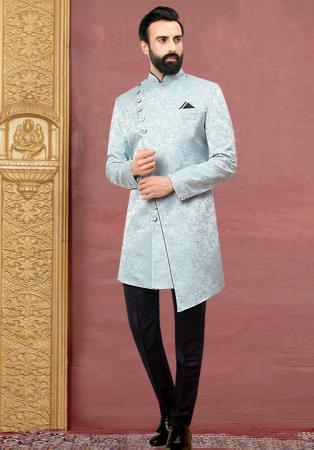 Picture of Lovely Silk Powder Blue Indo Western