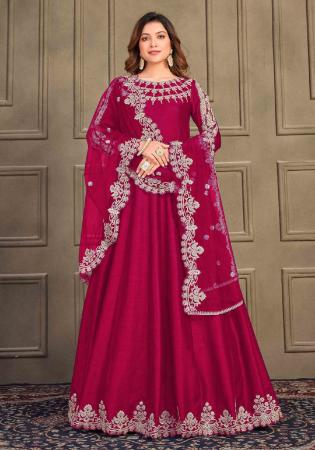 Picture of Ravishing Silk Deep Pink Anarkali Salwar Kameez