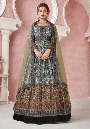 Picture of Gorgeous Silk Dim Gray Readymade Gown