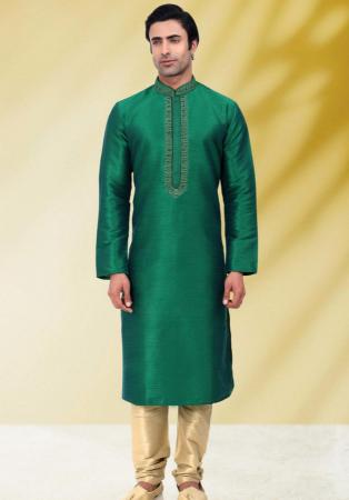 Picture of Shapely Silk Forest Green Kurtas