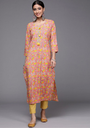 Picture of Alluring Cotton & Silk Rosy Brown Kurtis And Tunic