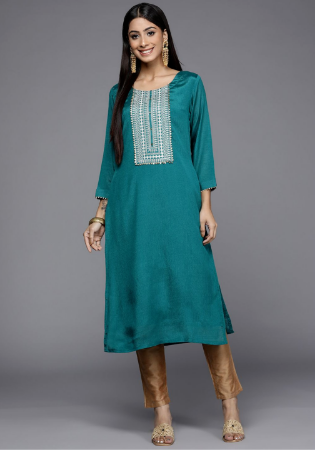 Picture of Radiant Cotton & Silk Sea Green Kurtis And Tunic