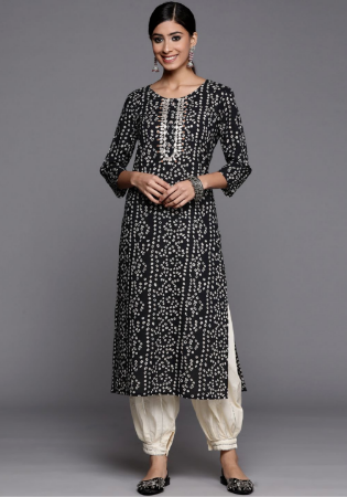 Picture of Graceful Cotton & Silk Black Kurtis And Tunic
