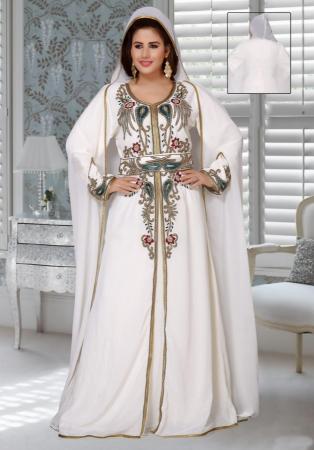 Picture of Splendid Georgette White Arabian Kaftans