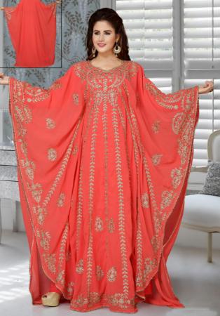 Picture of Fascinating Georgette Light Coral Arabian Kaftans