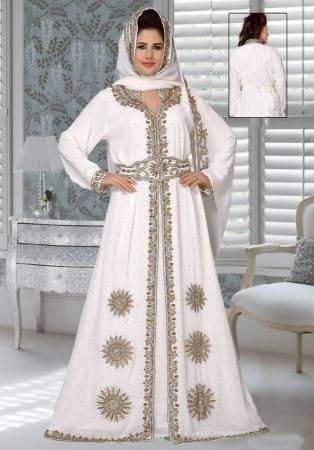 Picture of Radiant Georgette White Arabian Kaftans