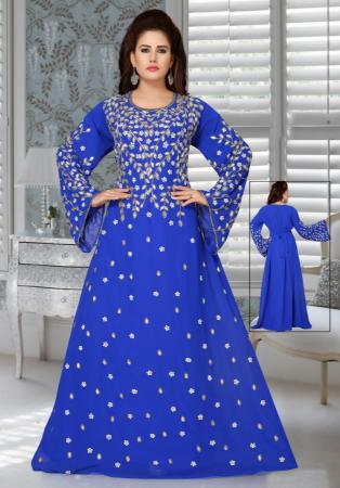 Picture of Well Formed Georgette Royal Blue Arabian Kaftans