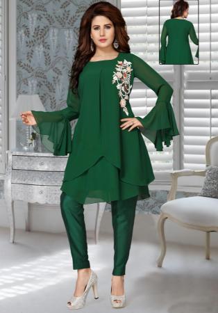 Picture of Admirable Georgette Forest Green Arabian Kaftans