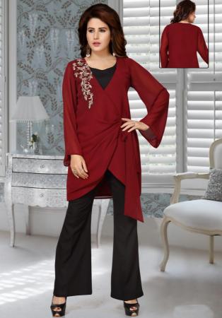 Picture of Comely Georgette Maroon Arabian Kaftans