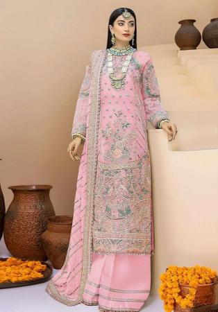 Picture of Marvelous Georgette Pink Straight Cut Salwar Kameez