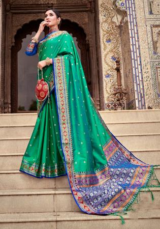 Picture of Comely Silk Teal Saree