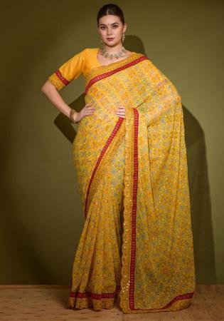 Picture of Marvelous Georgette Sandy Brown Saree