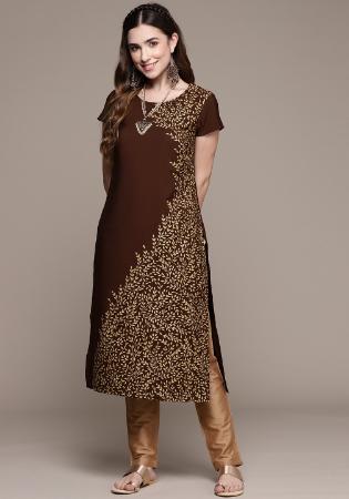 Picture of Comely Crepe Dark Olive Green Kurtis & Tunic