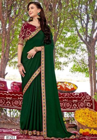 Picture of Appealing Synthetic Dark Green Saree