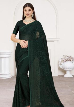 Picture of Gorgeous Georgette Dark Slate Grey Saree