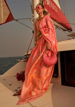 Picture of Good Looking Satin Light Coral Saree