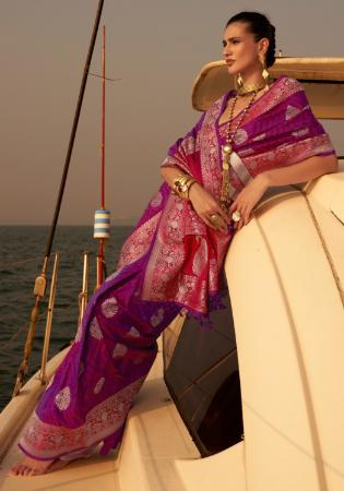 Picture of Beautiful Satin Purple Saree