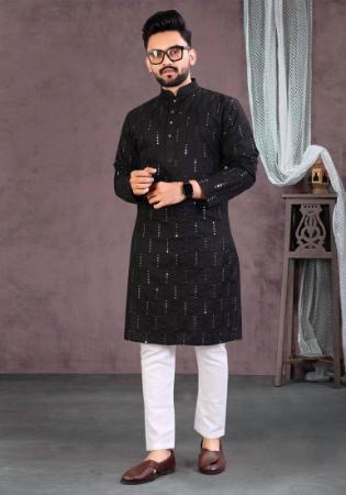 Picture of Comely Cotton Black Kurtas