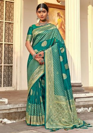 Picture of Good Looking Silk Teal Saree