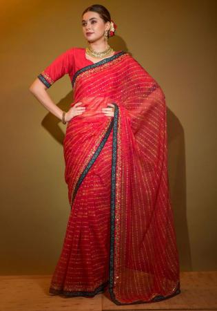 Picture of Alluring Georgette Light Coral Saree
