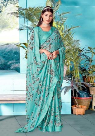 Picture of Well Formed Georgette Cadet Blue Saree