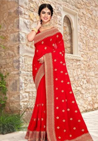 Picture of Bewitching Georgette Red Saree
