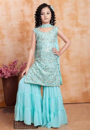 Picture of Ideal Georgette Light Blue Kids Salwar Kameez