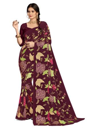 Picture of Appealing Georgette Brown Saree