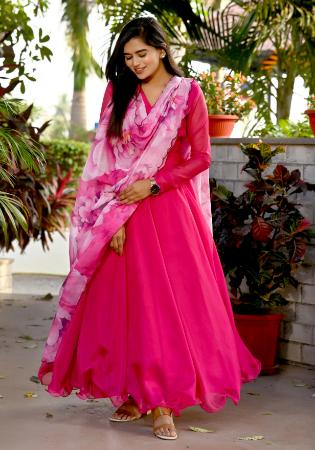 Picture of Magnificent Silk Deep Pink Readymade Gown