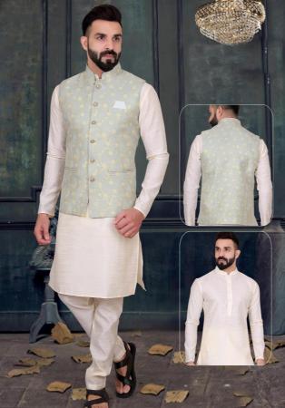 Picture of Excellent Silk Off White Kurtas
