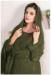 Picture of Georgette Dark Olive Green Straight Cut Salwar Kameez