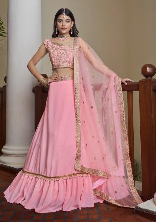 Picture of Enticing Silk Pale Violet Red Lehenga Choli
