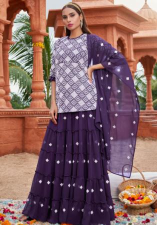 Picture of Sublime Georgette Purple Straight Cut Salwar Kameez