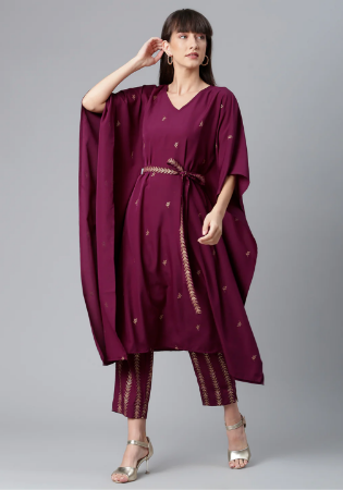 Picture of Resplendent Rayon & Organza Brown Kurtis And Tunic