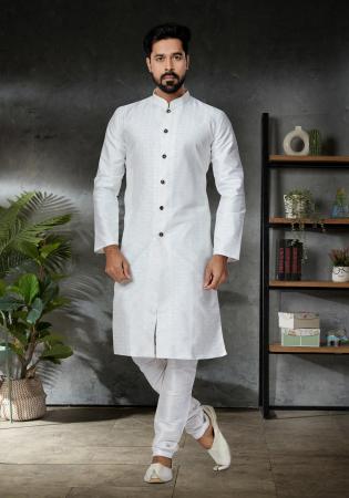 Picture of Well Formed Cotton & Georgette & Silk White Kurtas