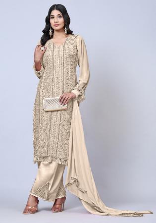 Picture of Bewitching Georgette Tan Straight Cut Salwar Kameez